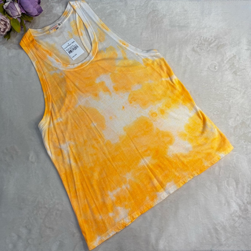 NWT Sundry Orange and White Creamsicle Tank Top